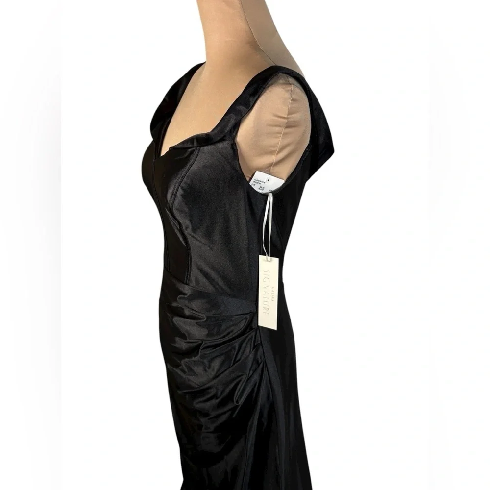 GALINA SIGNATURE Sculpting Black‎ Satin Tank Dress STYLE# GS290220 NWT Size 8